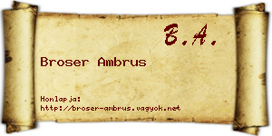 Broser Ambrus névjegykártya